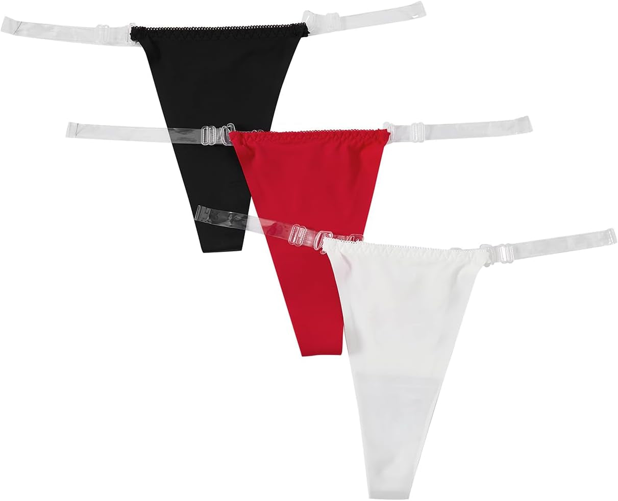 No-show g-string thong with invisible clear straps side angle