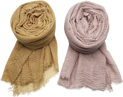 Manshu 4PCS Women'S Soft Cotton Hemp Shawl & Wrap, Long Scarf & Head Scarf
