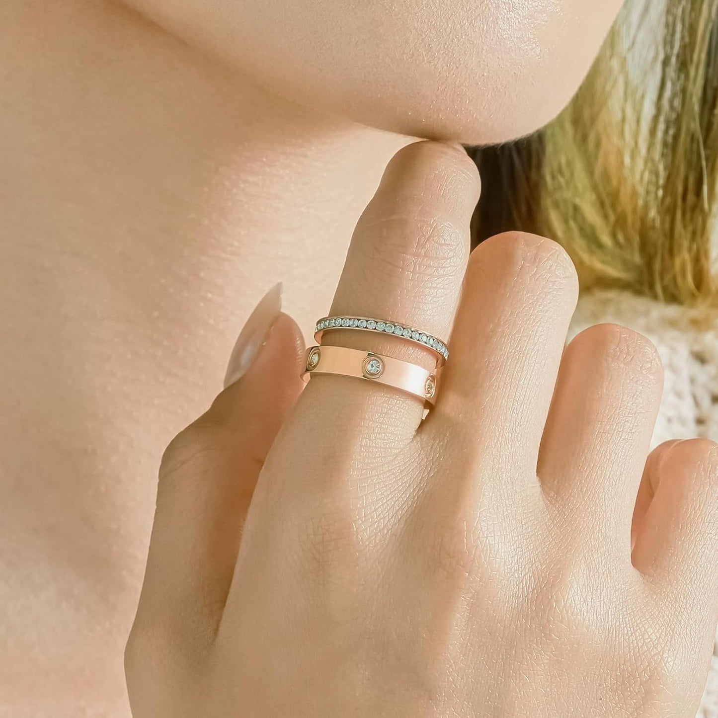18K rose plated rings cubic zirconia sparkle