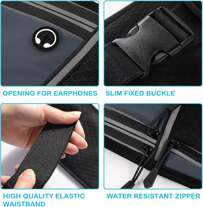 Large capacity runner belt with phone pocket detail