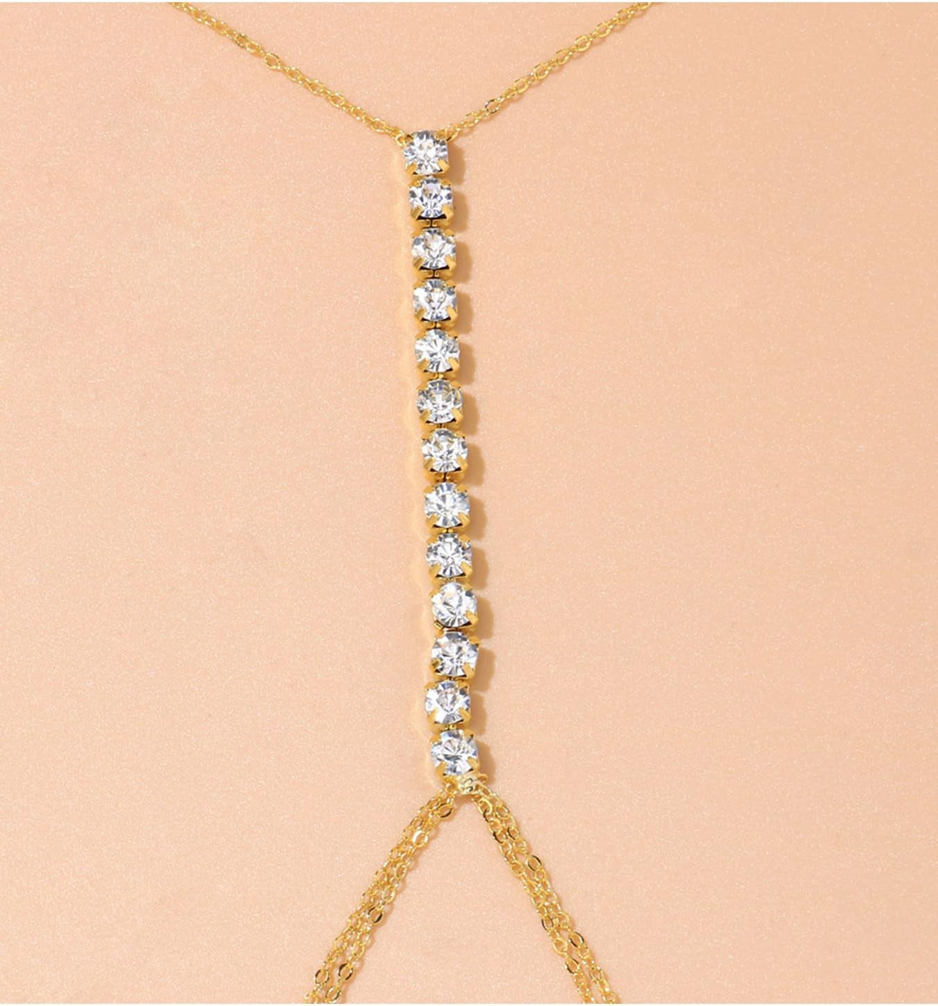 MODRSA Silver Gold Rhinestone Body Chain Jewelry for Women Silver Body Jewelry for Women Sexy Dainty Waist Chain Bra Chains Jewelry Lingerie Summer Bikini Chest Chains Bodychain Trendy Simple