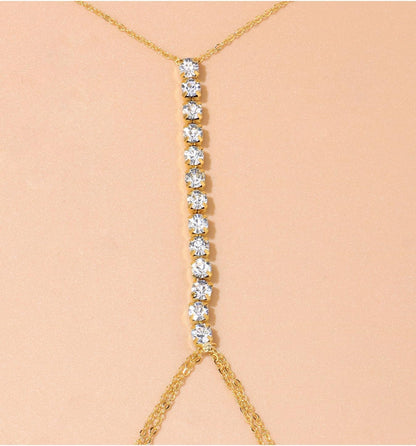 MODRSA Silver Gold Rhinestone Body Chain Jewelry for Women Silver Body Jewelry for Women Sexy Dainty Waist Chain Bra Chains Jewelry Lingerie Summer Bikini Chest Chains Bodychain Trendy Simple