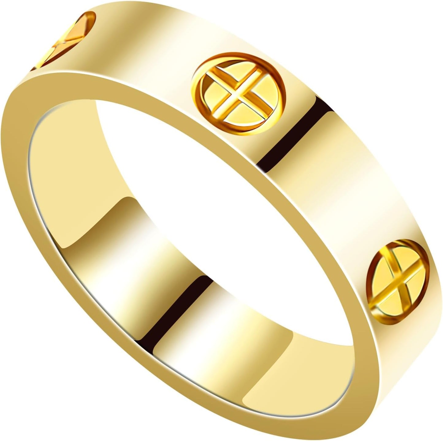 Women'S Stainless Steel Wedding Ring 18K Gold Love Ring Friendship Engagement Wedding Jewelry, Promise Ring Mother'S Day Christmas Birthday Gift, Size 5-10