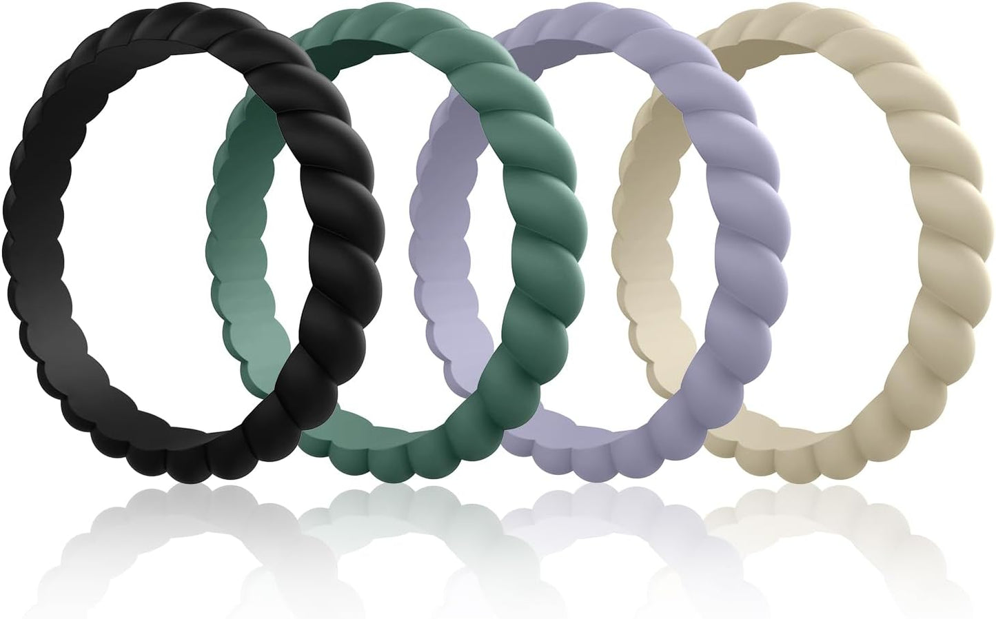 Egnaro Silicone Wedding Ring for Women,Thin and Stackble Braided Rubber Wedding Bands,No-Toxic,Skin Safe