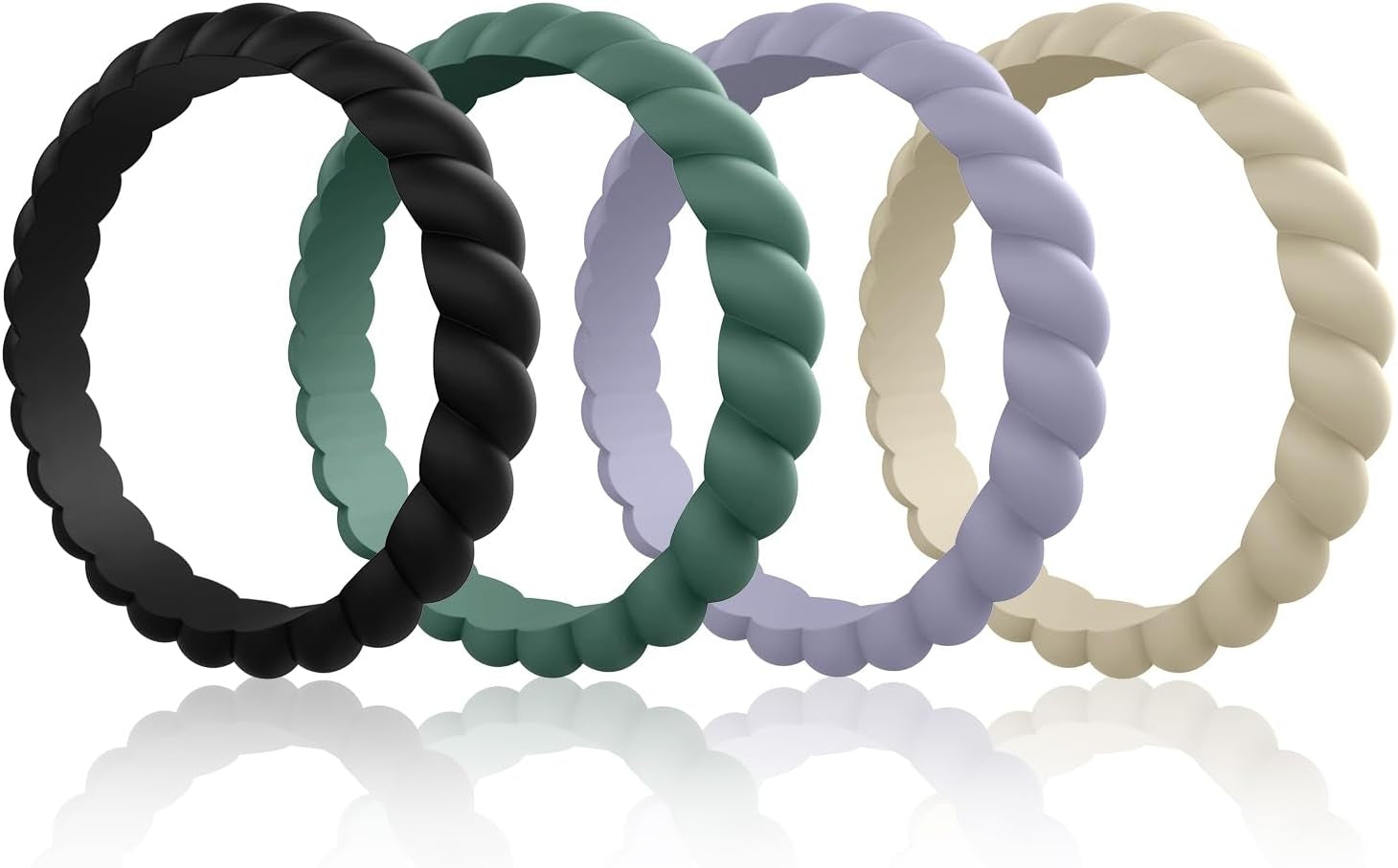 Egnaro Silicone Wedding Ring for Women,Thin and Stackble Braided Rubber Wedding Bands,No-Toxic,Skin Safe