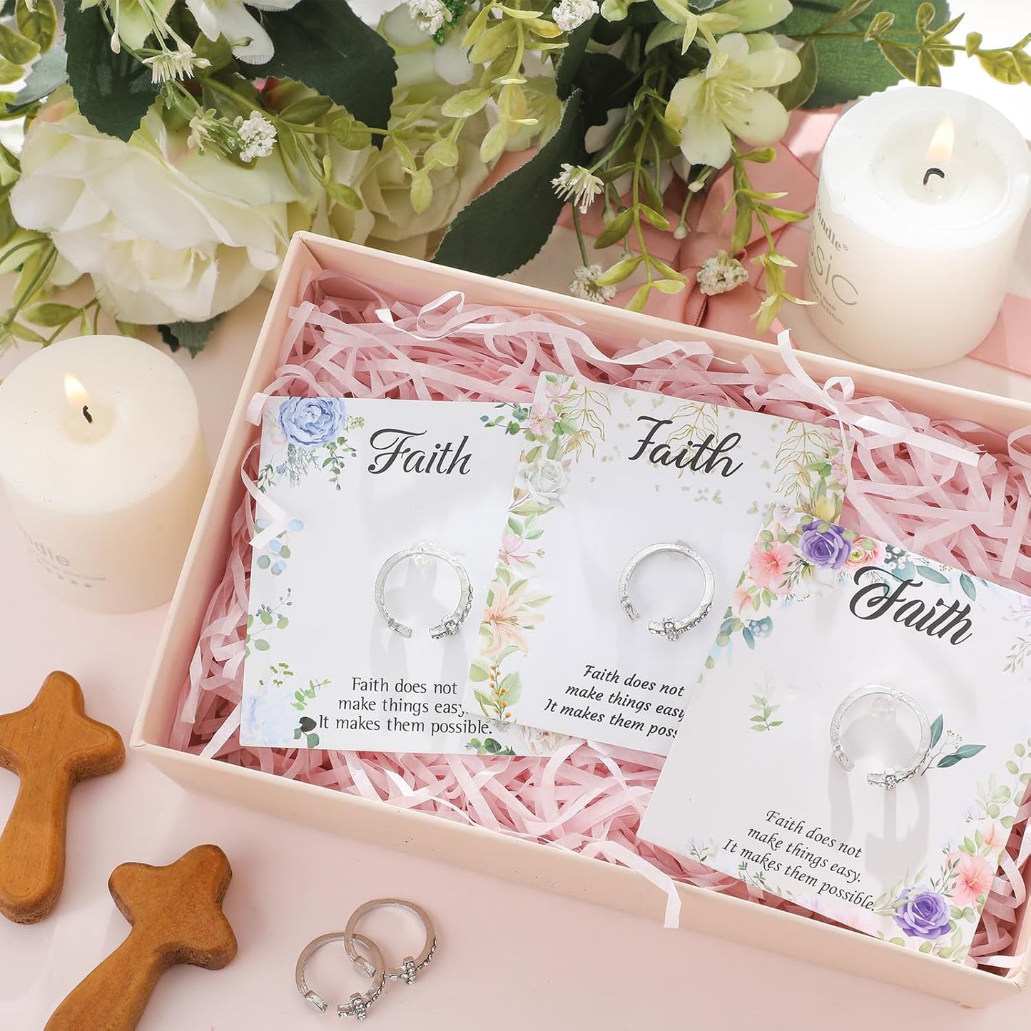 Church party favor cross rings collection