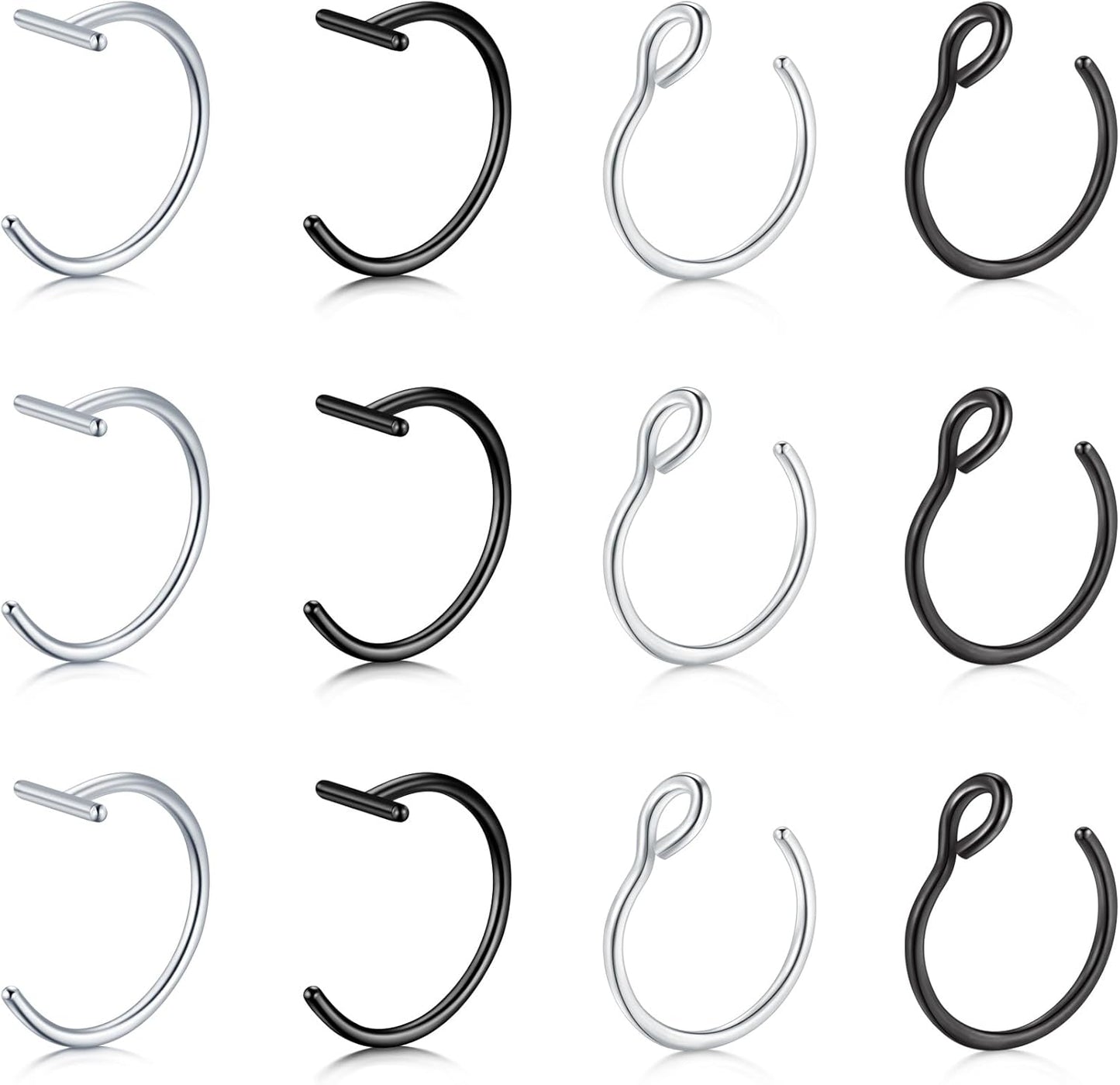 Briana Williams Fake Lip Piercing Fake Lip Ring Fake Nose Ring Fake Nose Piercing Faux Lip Rings Fake Snake Bite Piercing Clip on Non Piercing Double Cartilage Helix Earrings Ear Cuff for Women Men