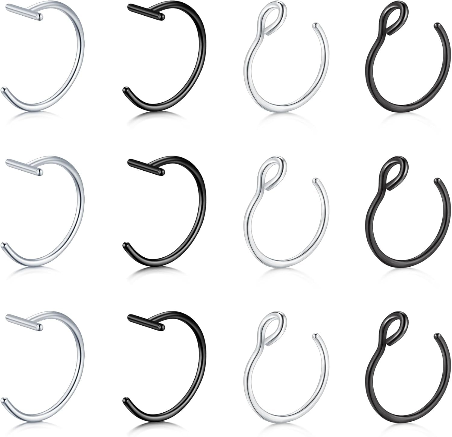 Briana Williams Fake Lip Piercing Fake Lip Ring Fake Nose Ring Fake Nose Piercing Faux Lip Rings Fake Snake Bite Piercing Clip on Non Piercing Double Cartilage Helix Earrings Ear Cuff for Women Men