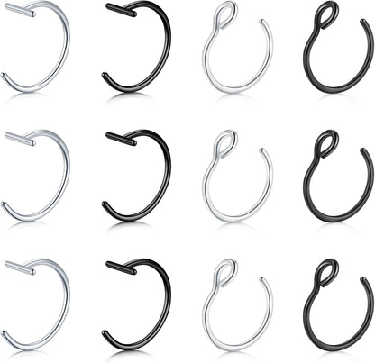 Briana Williams Fake Lip Piercing Fake Lip Ring Fake Nose Ring Fake Nose Piercing Faux Lip Rings Fake Snake Bite Piercing Clip on Non Piercing Double Cartilage Helix Earrings Ear Cuff for Women Men