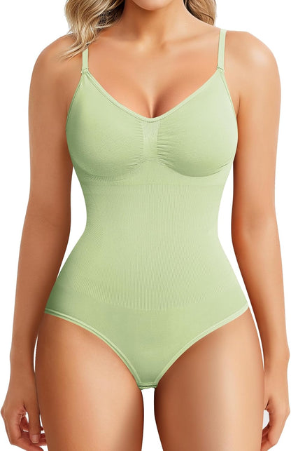 Elastic shapewear v-neck bodysuit sizing information