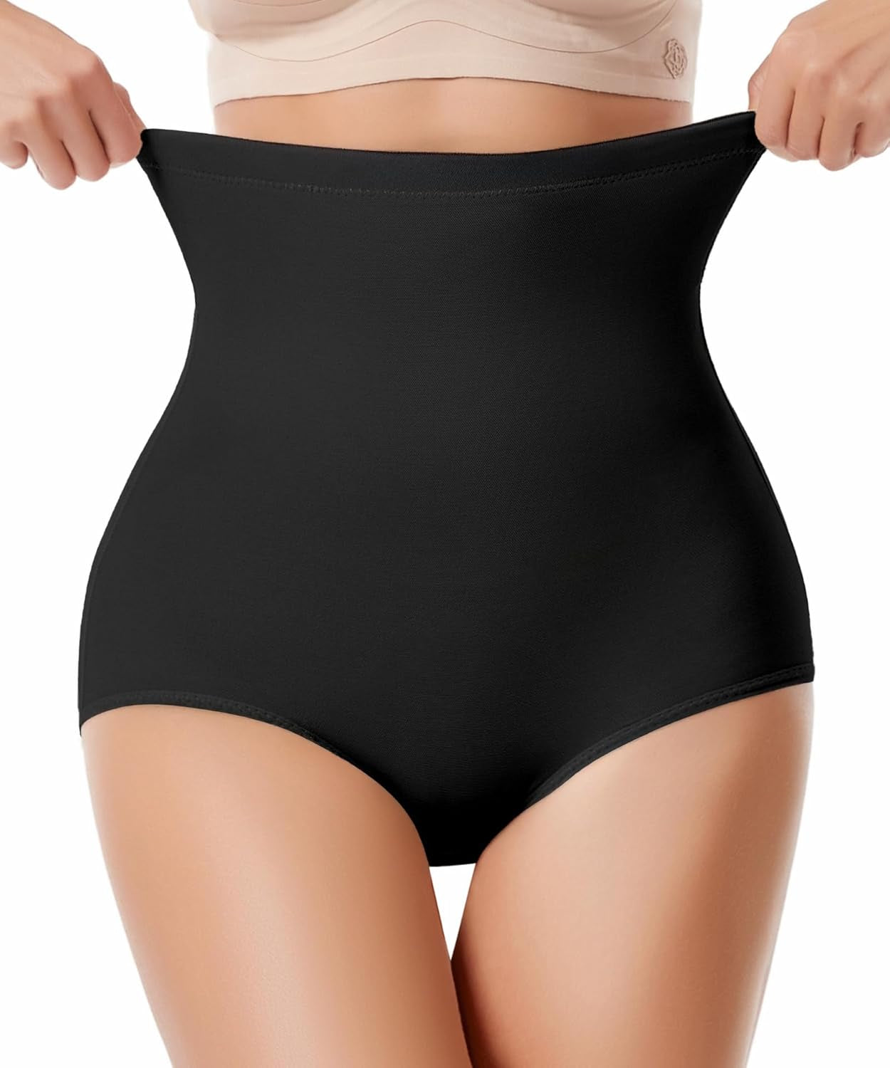Seamless shapewear panty girdle comparison showing slim silhouette