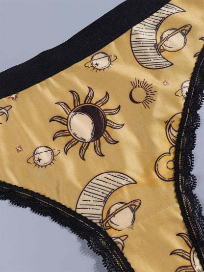Celestial thong panties 5 pack multi color display arrangement
