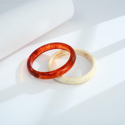 2PCS Resin Bracelet Set for Women Trendy Cream Acrylic Resin Bangle Bracelets Tortoise Shell Translucent Acetate Wristband Bangle Jewelry