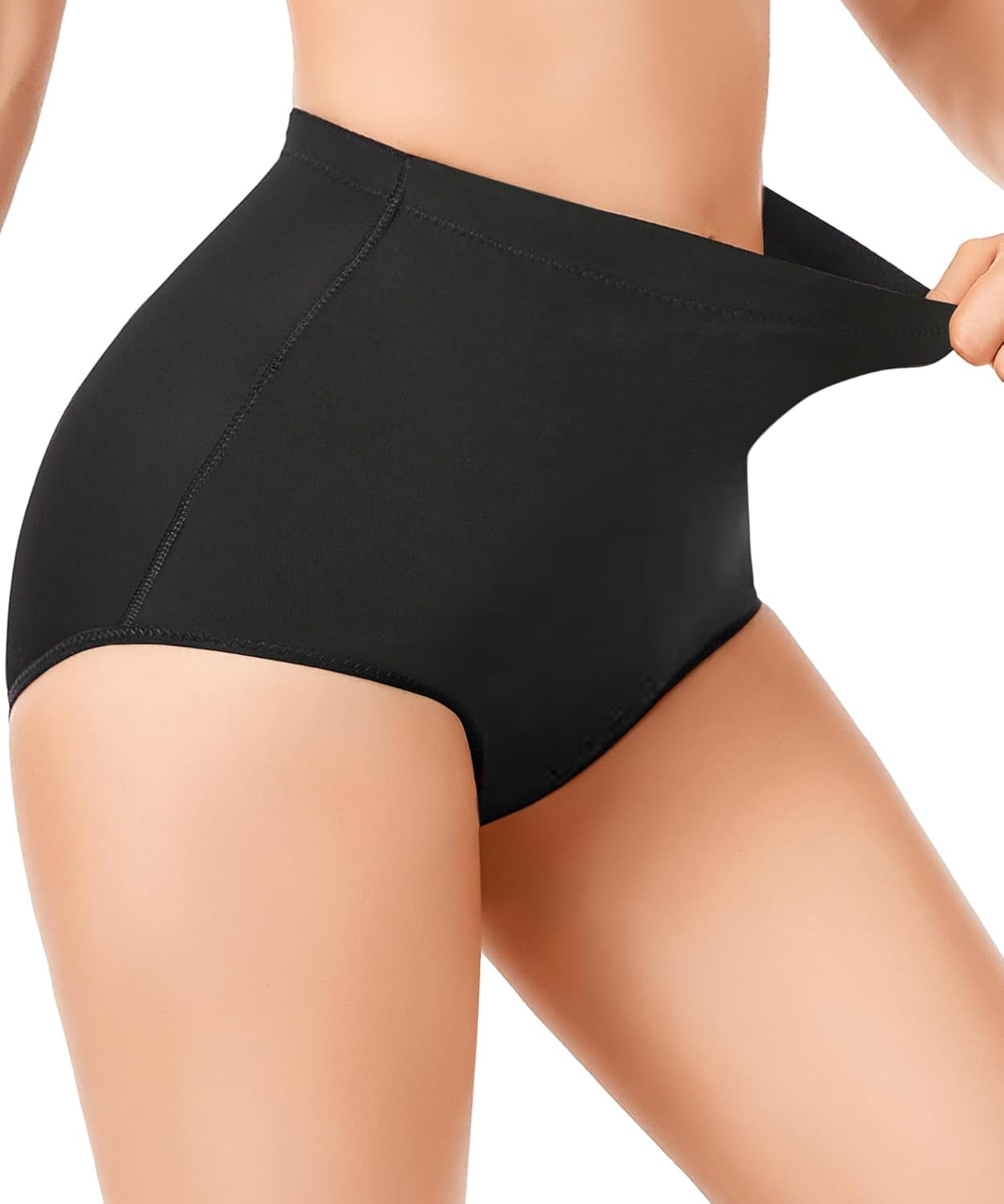 Tummy control briefs in neutral tone showing smooth under-clothing look