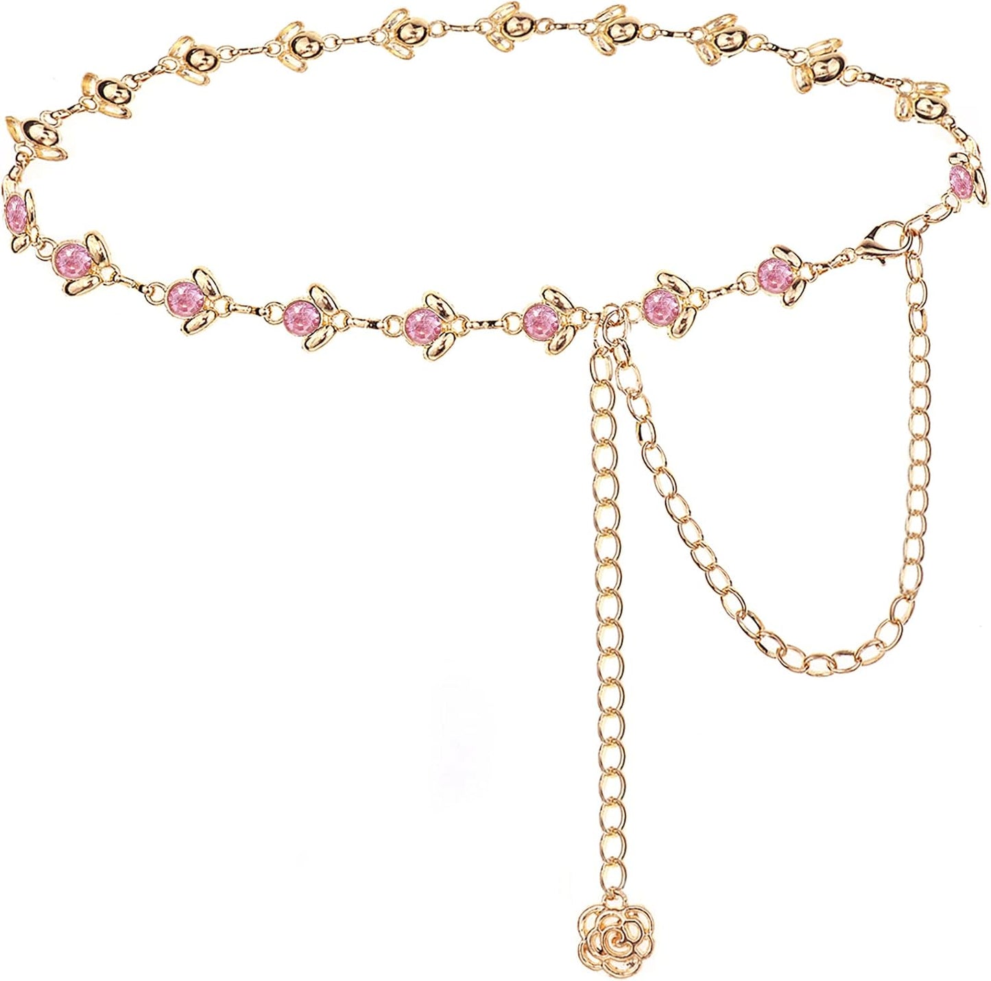 Suyi Chain Belts for Women Rhinestone Waist Chain for Dress