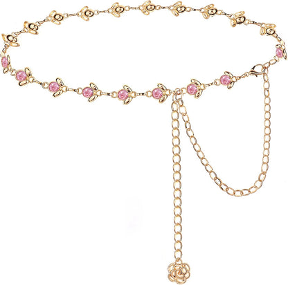 Suyi Chain Belts for Women Rhinestone Waist Chain for Dress