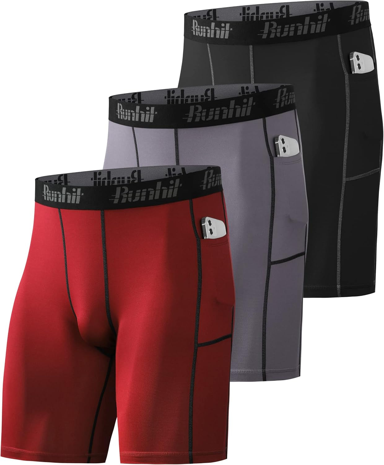 Runhit Compression Shorts Men Underwear Spandex Running Shorts Workout Athletic