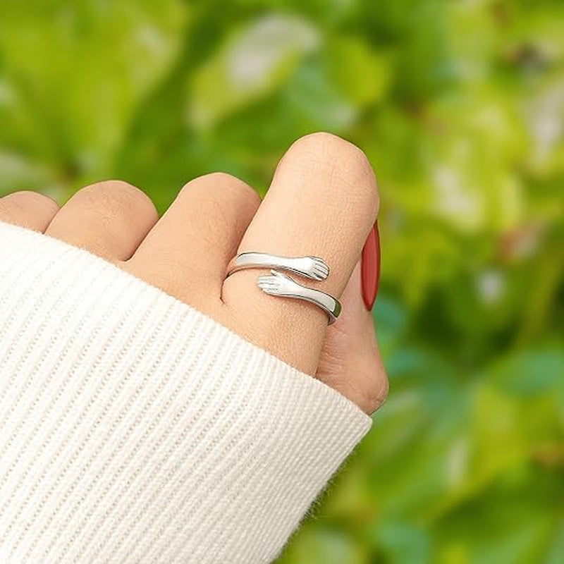 To My Daughter Hug Hope Rings, I Love You Foreve Motivational Stainless Steel Spiral Wrap Twist Open Adjustable Healing Ring Inspirational Gift Jewelry