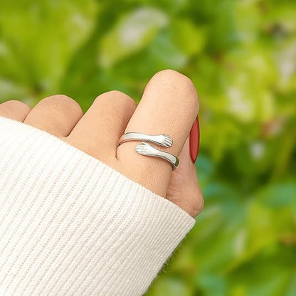 To My Daughter Hug Hope Rings, I Love You Foreve Motivational Stainless Steel Spiral Wrap Twist Open Adjustable Healing Ring Inspirational Gift Jewelry