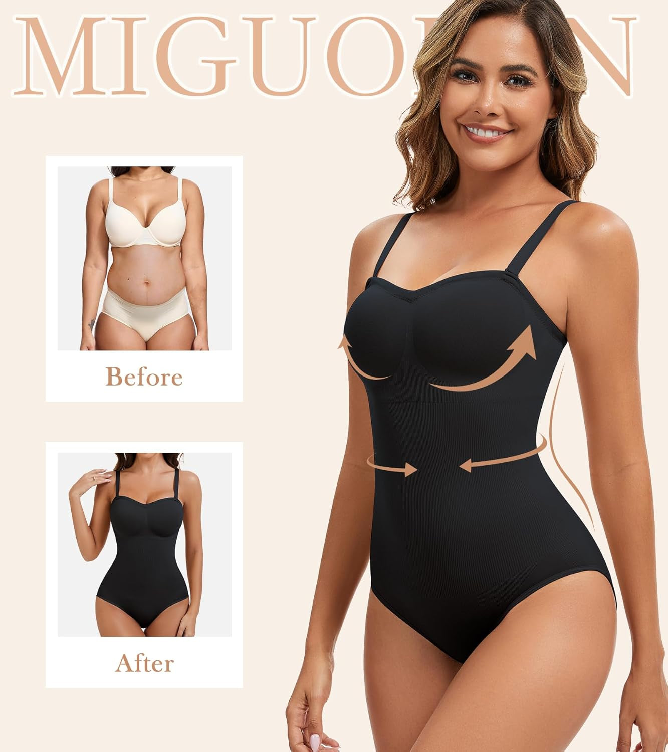 Seamless shapewear bodysuit smooth sculpting demonstration