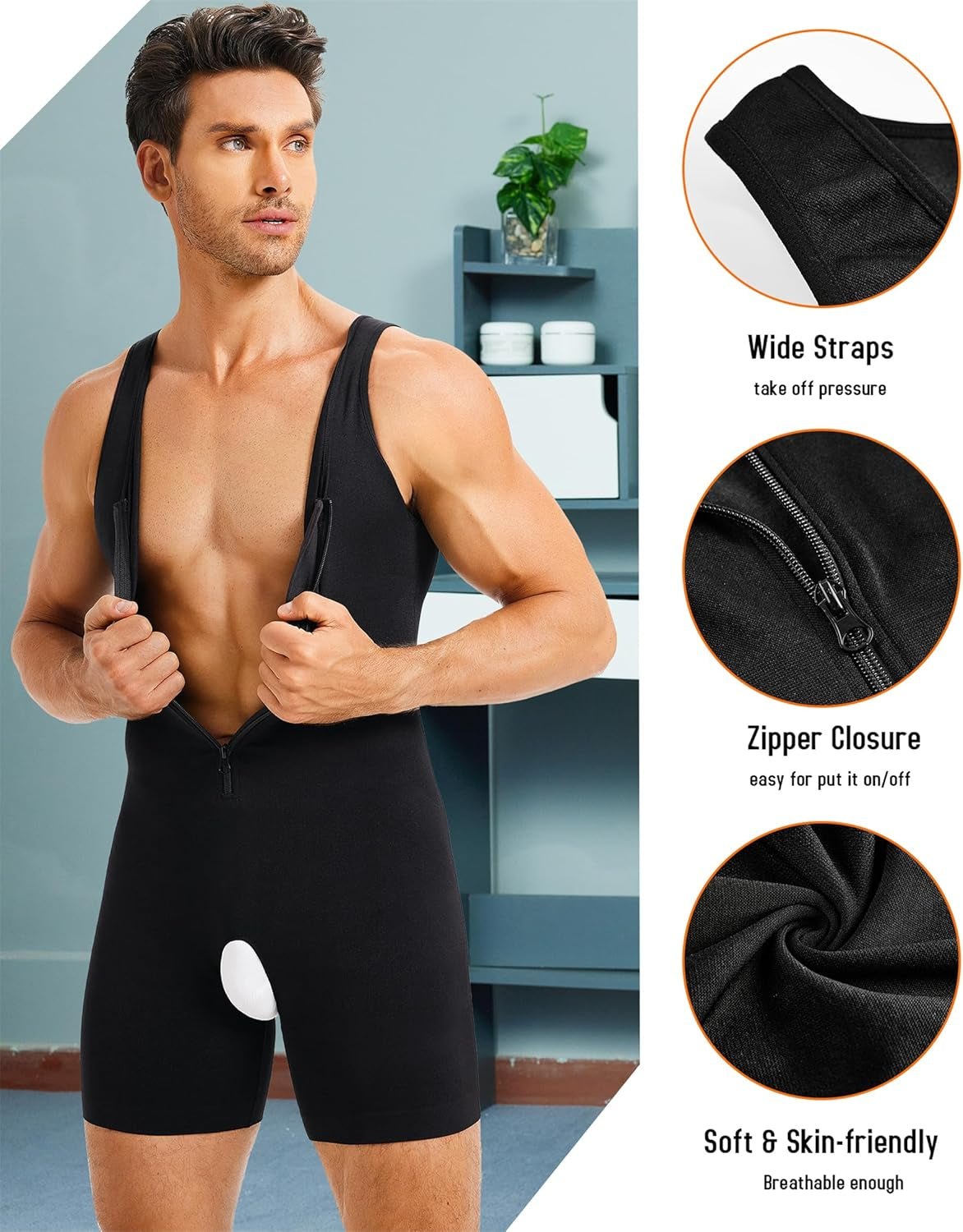 Men's full body shapewear fajas para hombres front
