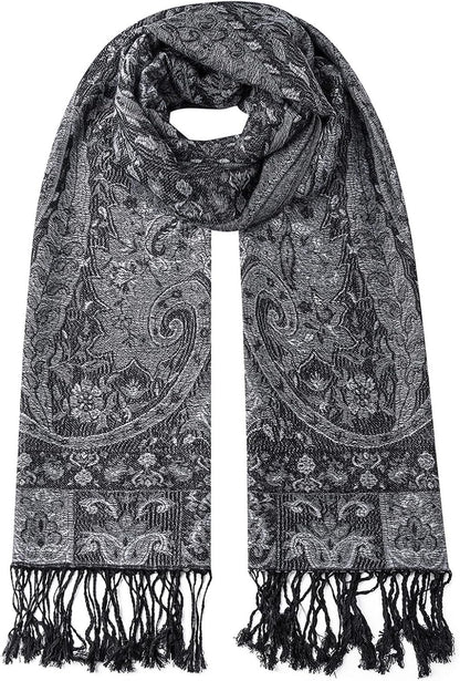 Umjetnost Womens Soft Silky Pashmina Rave Scarf Paisley Pattern Pashmina Shawl Wrap with Fringes