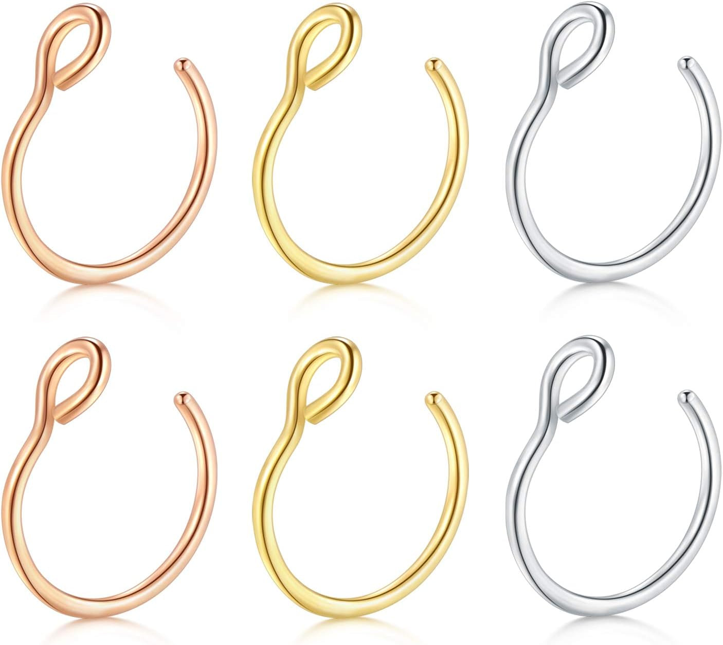 Briana Williams Fake Nose Ring Gold Fake Nose Rings for Women Clip on Fake Nose Piercing Non Piercing Faux Nose Piercing Jewelry