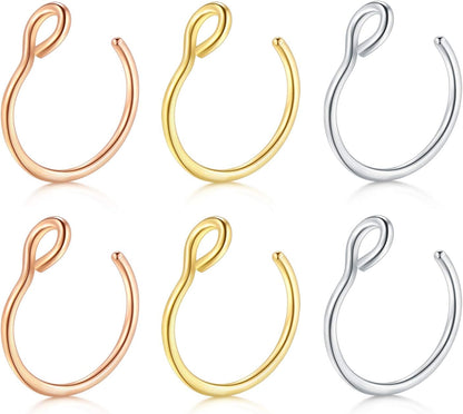 Briana Williams Fake Nose Ring Gold Fake Nose Rings for Women Clip on Fake Nose Piercing Non Piercing Faux Nose Piercing Jewelry