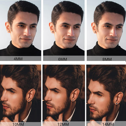 Aroncent 6 Pairs 4-14Mm Black Earrings for Men Women Fake Gauges Fake Earrings Stainless Steel Earrings Set