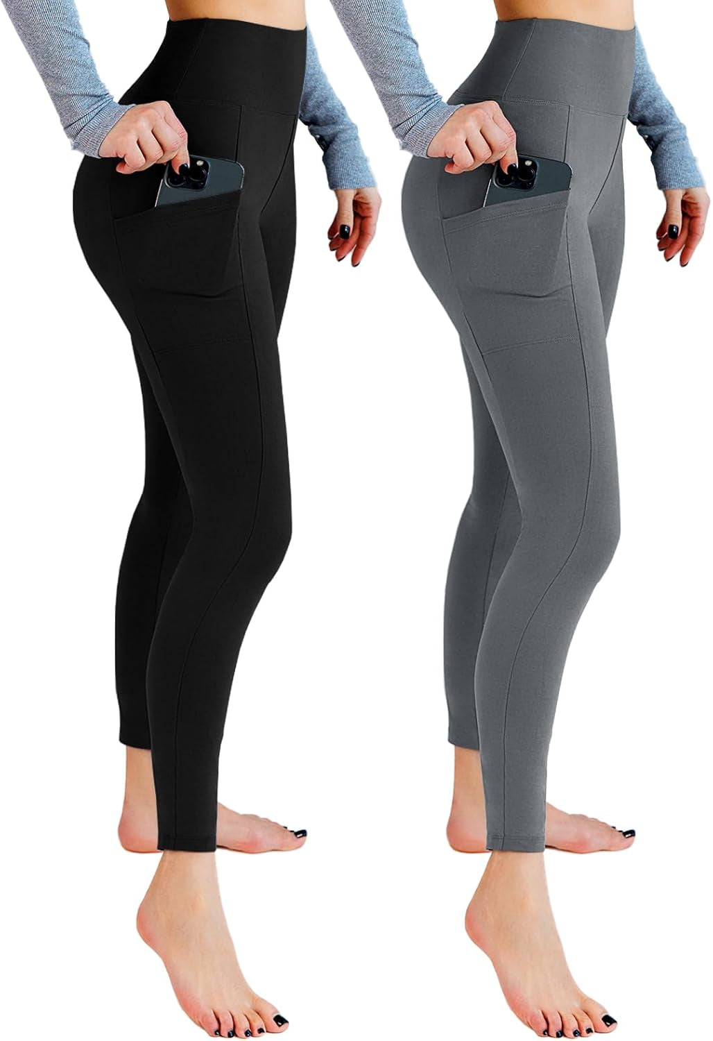 Women doing yoga pose wearing comfortable high waist leggings