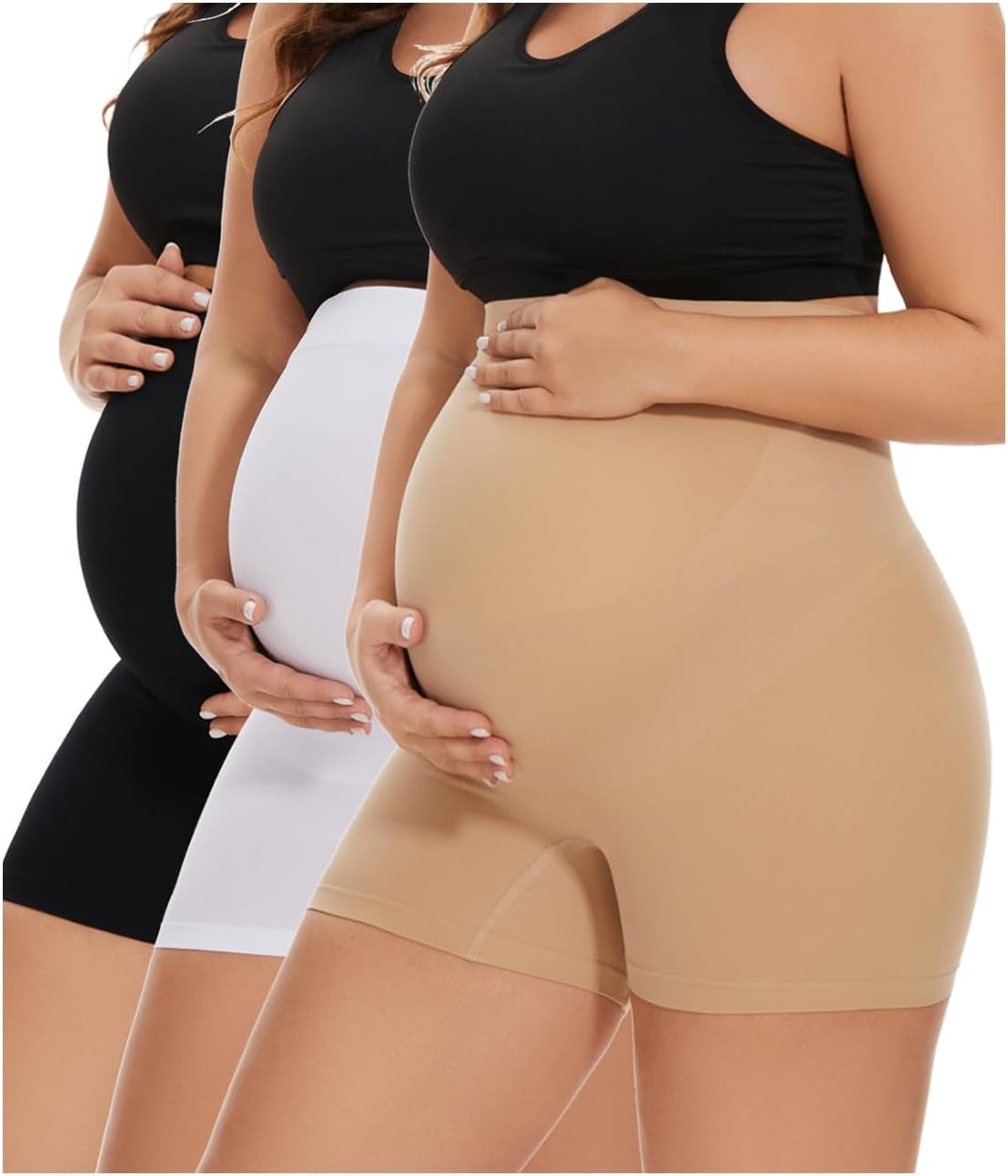 Maternity belly support shapewear worn under baby shower dress