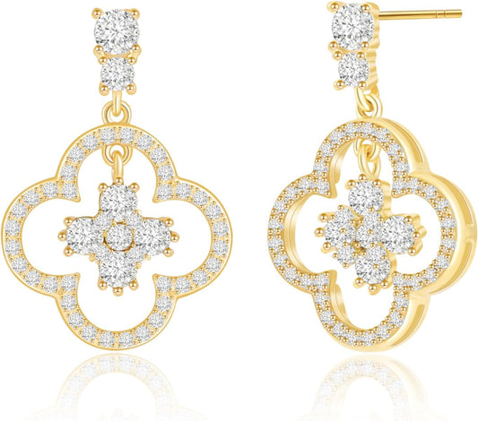 14K Gold Clover Earrings for Women Four Leaf Clover Earrings Lucky Earrings for Women Mother'S Day Gift Gift for Wife