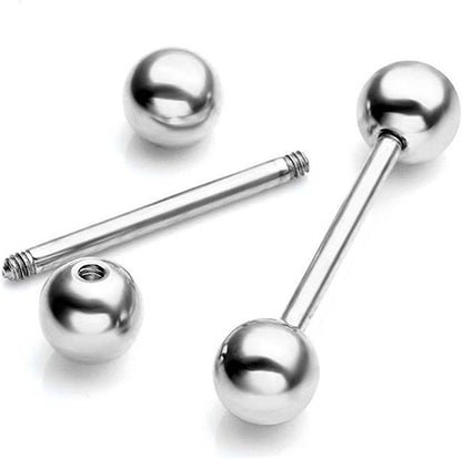 Kiokioa 12Pc 14G Mix-Color Stainless Steel Straight Barbell Tongue Rings Bars Piercing 5/8" Length