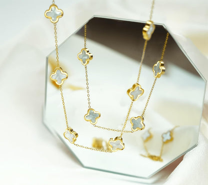 SHINYY Four Leaf Clover Choker Necklace for Women | 18K Gold Plated Lucky 4 Leaf Jewelry | Trendy Gifts for Her