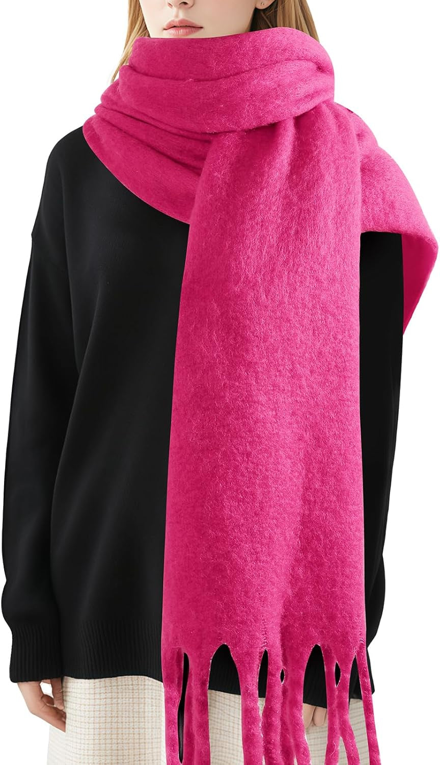 Premillow Women'S Mohair Winter Scarf Pure Color, Warm Winter Scarf for Women and Men, Soft Luxurious Cashmere Feel Scarfs