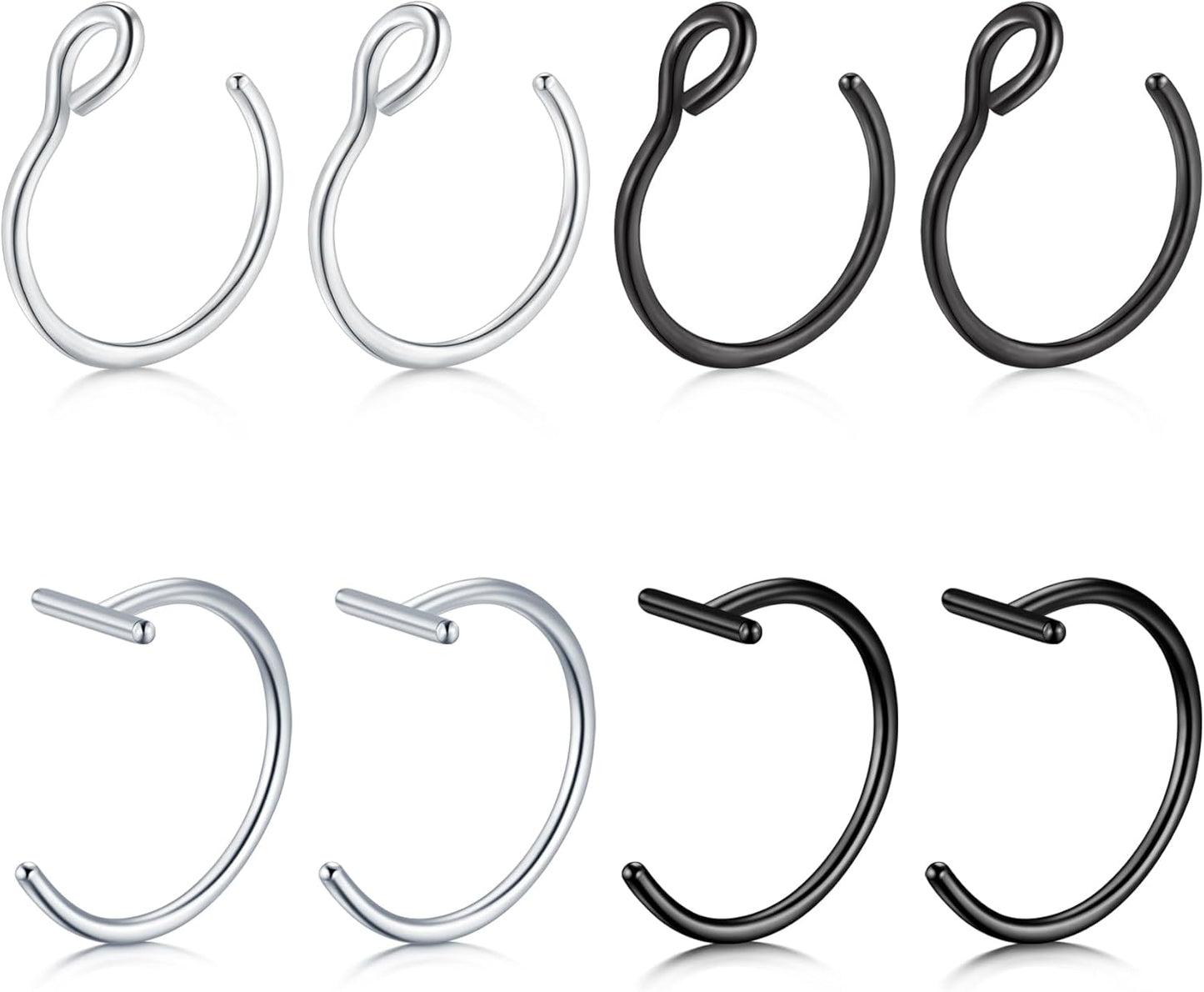 QWALIT Fake Lip Piercing Fake Lip Ring Fake Nose Ring Fake Snake Bites Fake Nose Piercing Faux Lip Rings Fake Snake Bite Piercing Clip Lip Ring Ear Cuff Earrings