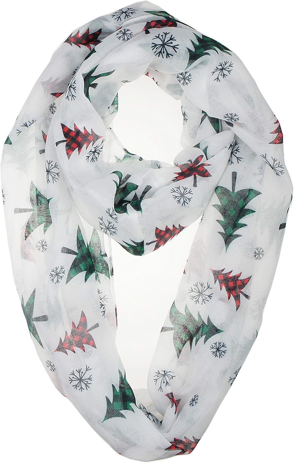 VIVIAN & VINCENT Gift Wrapped Fall Winter Soft Lightweight Holiday Sheer Infinity Christmas Scarf for Women Girls