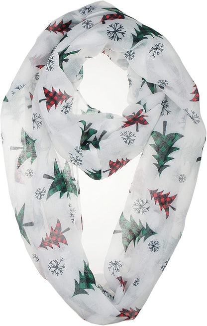VIVIAN & VINCENT Gift Wrapped Fall Winter Soft Lightweight Holiday Sheer Infinity Christmas Scarf for Women Girls