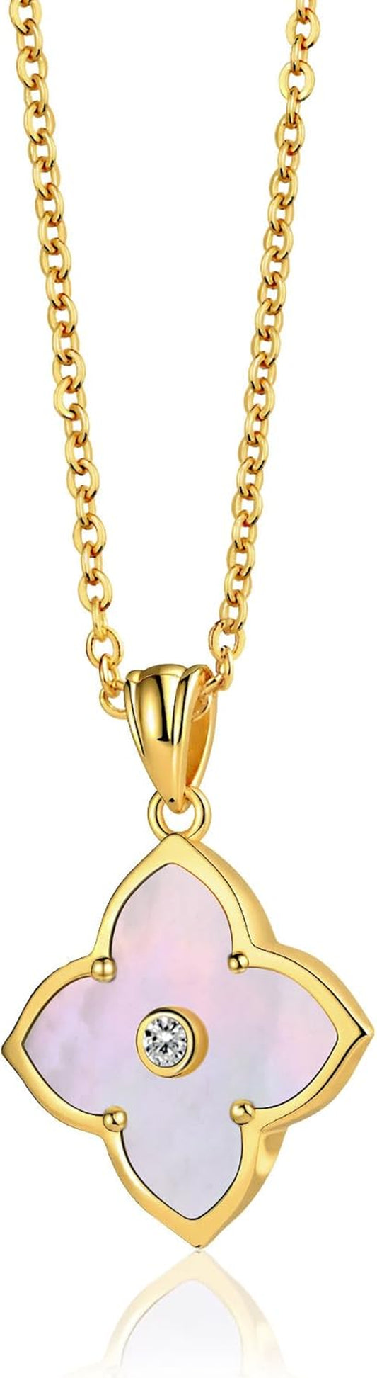 Shinybox Gold Necklace for Women Non Tarnish 14K Gold Filled Necklace Dainty Pendant with Cubic Zirconia Adjustable Chain Choker Lucky Charm Jewelry Gift
