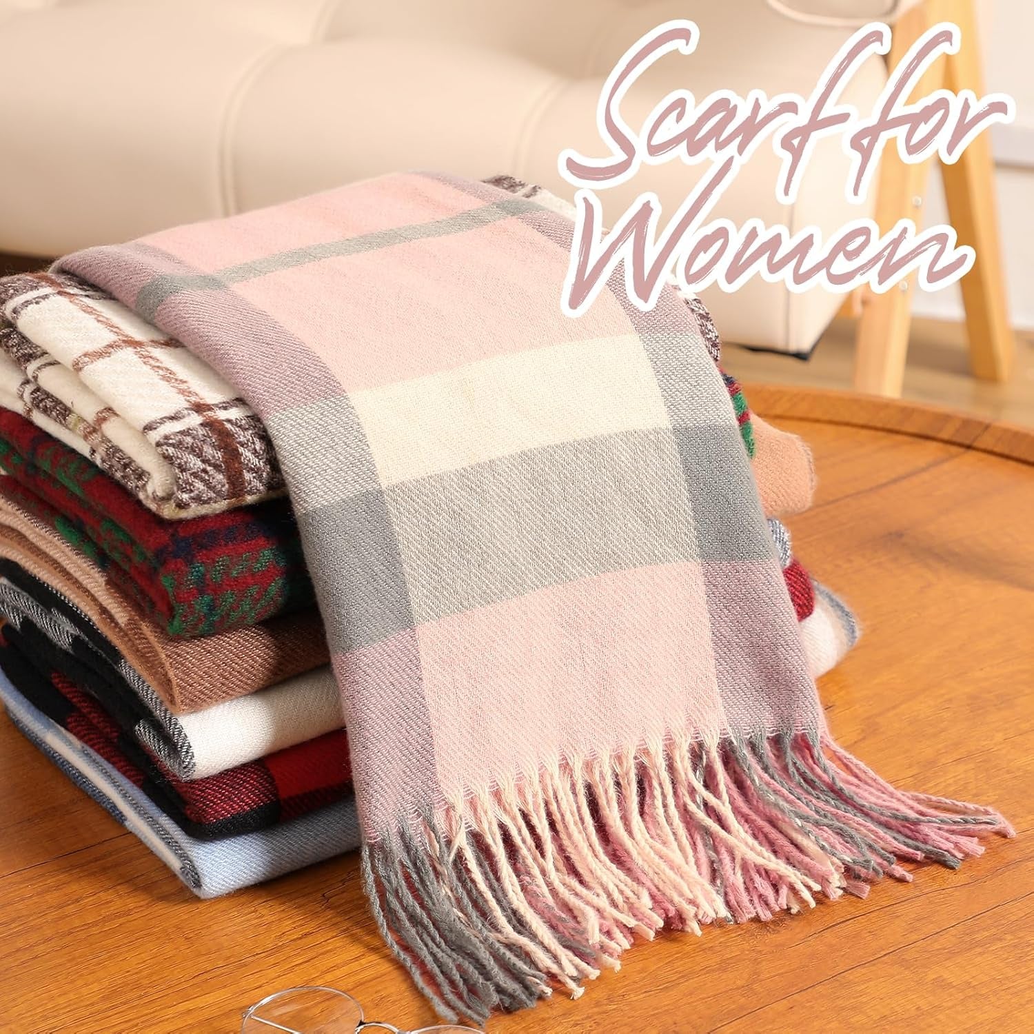 Pleneal Scarf for Women - Womens Winter/Fall Scarf,Long Plaid Shawls and Wraps, Cashmere Feel Blanket Pashmina Scarves
