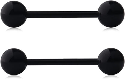 Ruifan 14G 16Mm Acrylic Nipple Tongue Barbell Ring Body Piercing Jewelry Retainer 2-6PCS