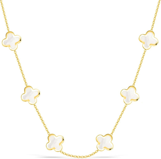 SHINYY Four Leaf Clover Choker Necklace for Women | 18K Gold Plated Lucky 4 Leaf Jewelry | Trendy Gifts for Her