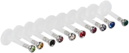 Ruifan 16G Clear UV Flexible Acrylic 2Mm CZ Gem Labret Monroe Lip Ring Tragus Helix Cartilage Earring Stud Barbell Body Piercing Jewelry