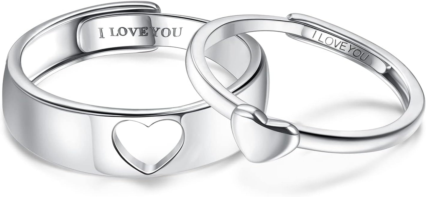 925 silver butterfly matching rings for him and her close-up detail