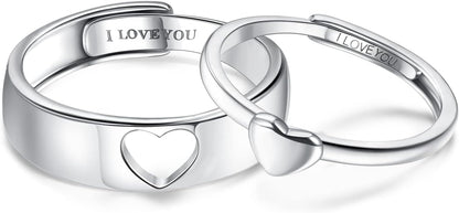 925 silver butterfly matching rings for him and her close-up detail