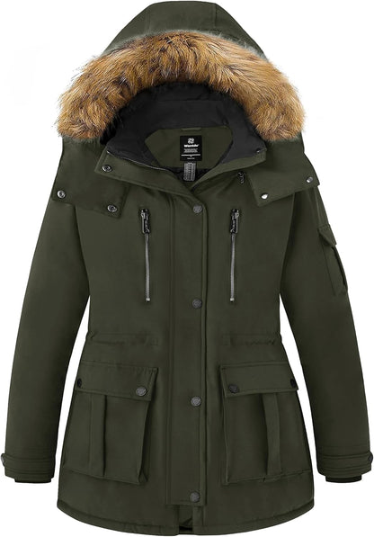 Wantdo plus Size Winter Coats for Women Parka Overcoat Warm Winter Jacket with Hood