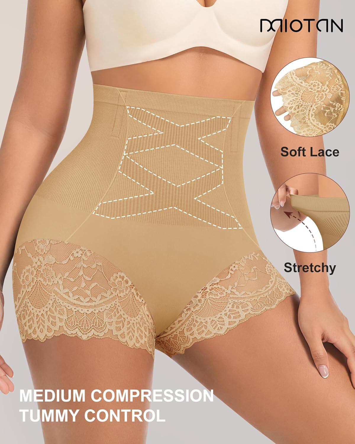 High-waisted underwear back view showing quality construction