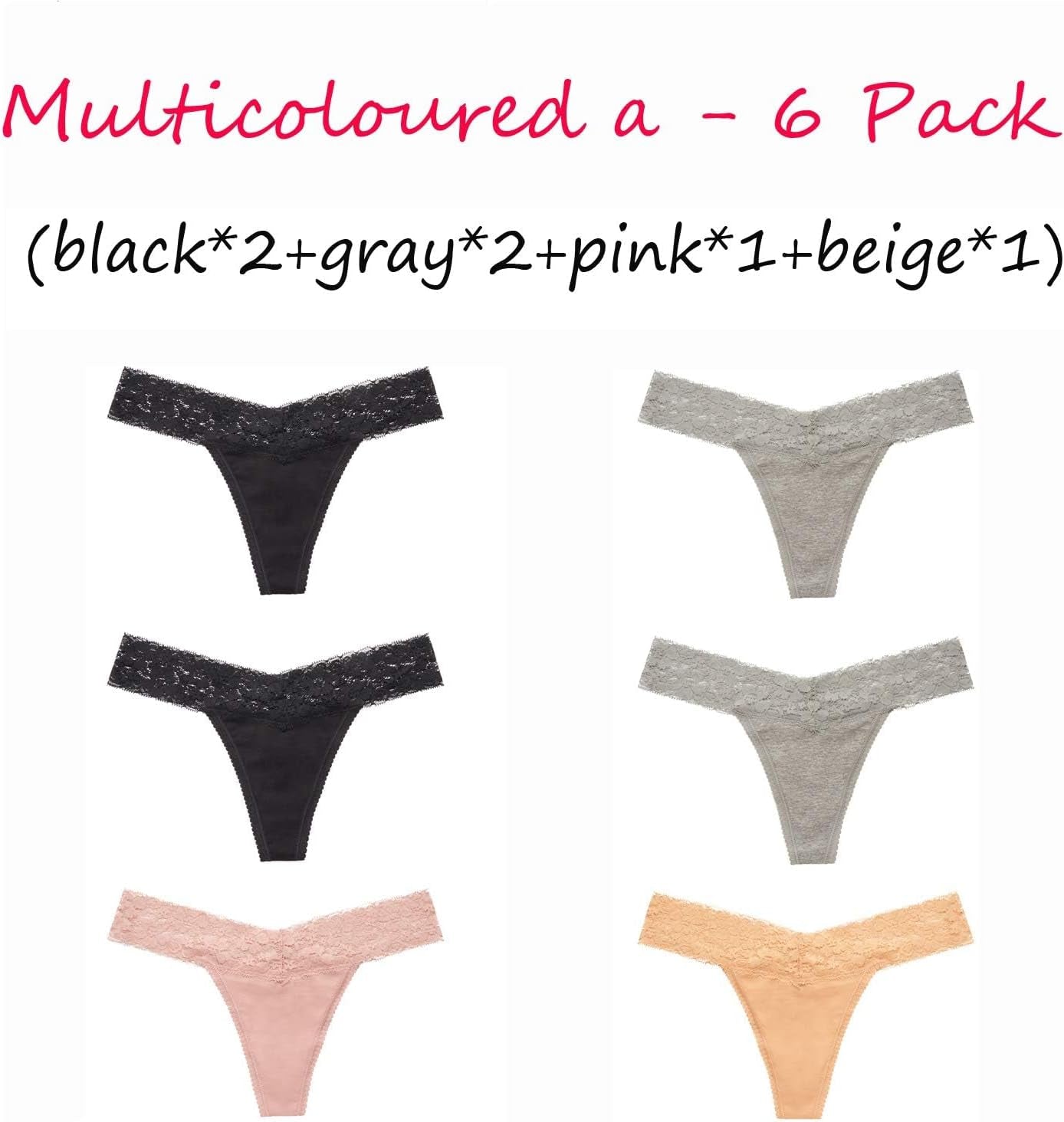 Cotton breathable thong panties see-through lace