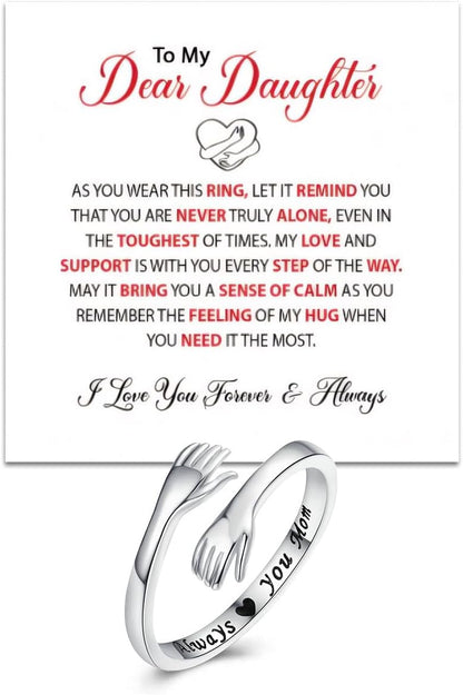 Hug ring for daughter engraved Always With You I Love You Forever