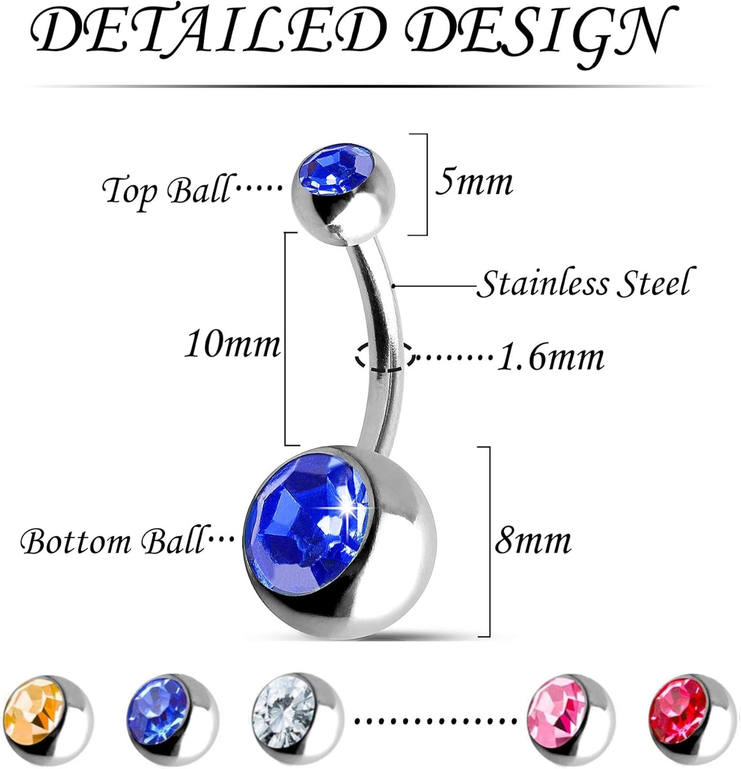 OMAIGAR Belly Rings for Women, Surgical Stainless Steel Belly Button Rings, Ideal Gift with Cute Package